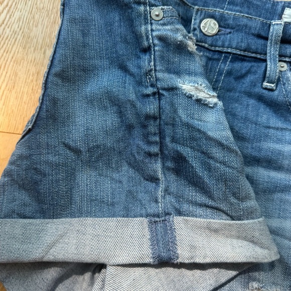 AG Adriano Goldschmied Hailey ex boyfriend roll up distressed denim shorts 27 - Picture 14 of 17